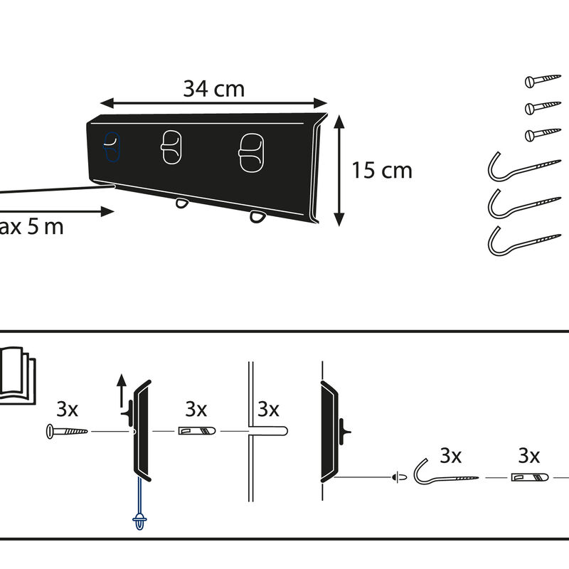 Rollfix Triple 150 Longline V&aelig;gmonteret t&oslash;rrestativ